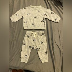 Carter's Light Gray Infant set with Pandas